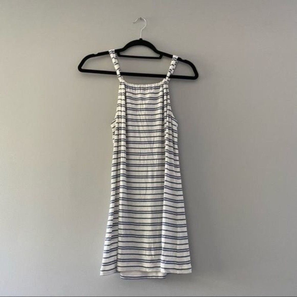 CAbi Tank Top Bow Halter Ocean Stripe White Blue